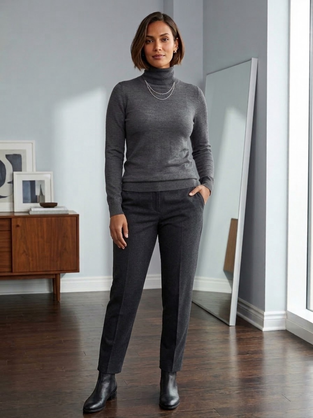LORD & TAYLOR Charcoal Gray Turtleneck Sweater - Size M